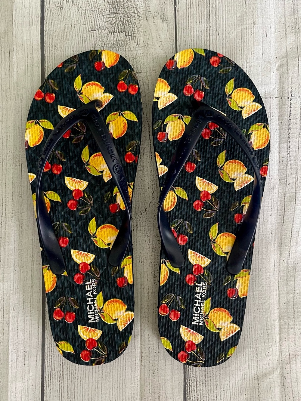 Michael Kors Lemon and Cherry Flip Flop Sandals